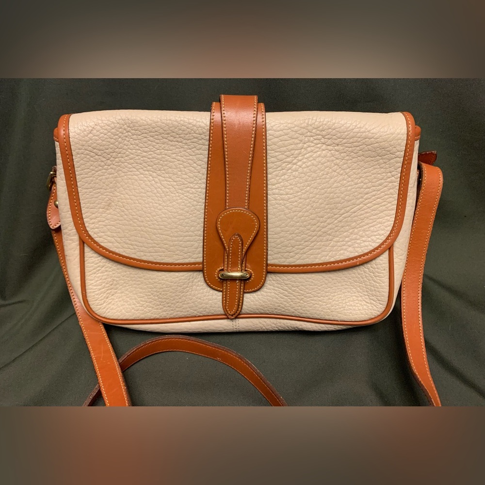Dooney & Bourke Vintage White and Brown Leather Crossbody Bag